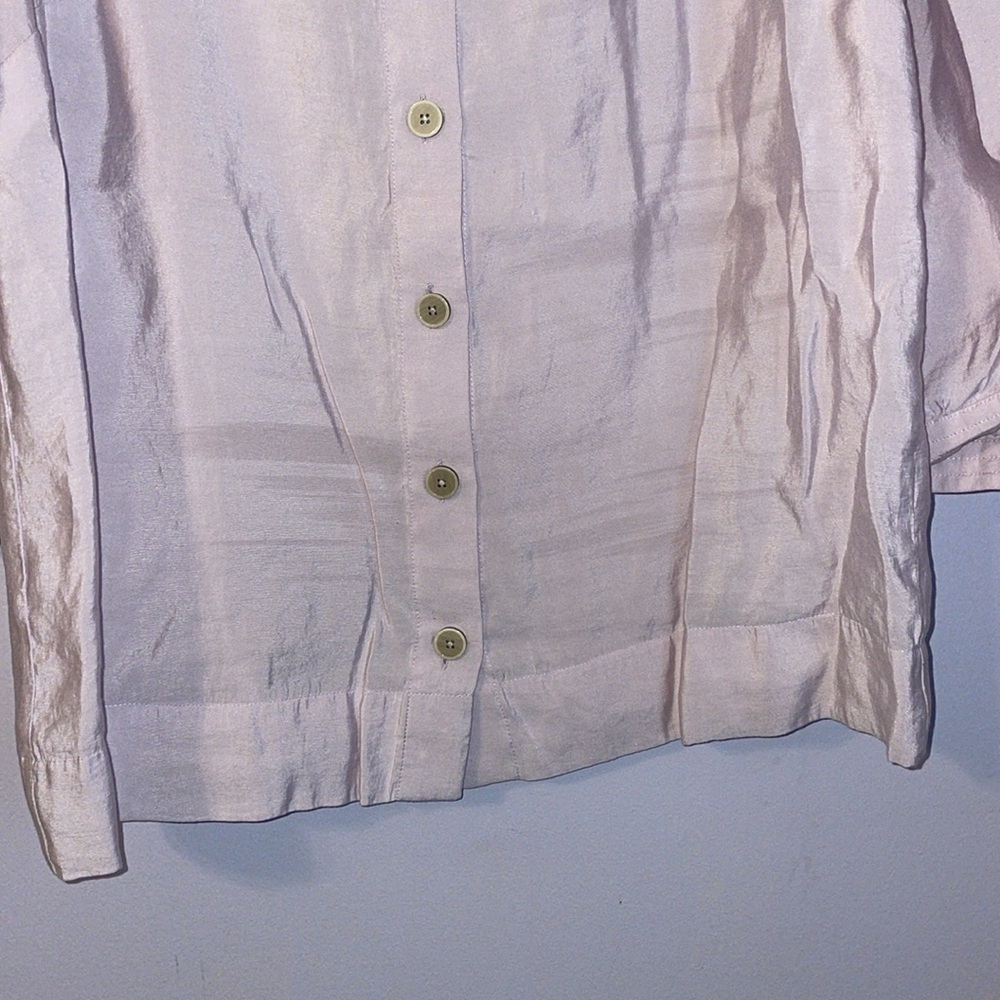 J. Jill Light Purple Square Neckline 3/4 Sleeve Button Front Blouse Size MP - Picture 3 of 14